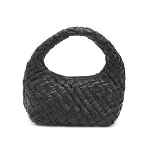 WALTER BAKER Black Leather Indie Small Hand Woven Hobo